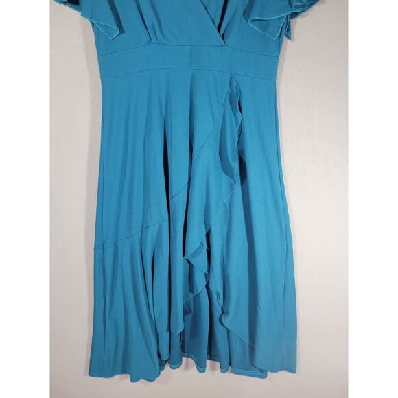 Formal Dress Womens Split V Neck Wrap Ruffle Evening Party Cocktail Dress 2XL - Picture 7 of 8